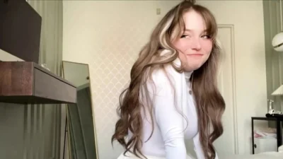 Soft cute girl soaks the pillow with her virgin pussy before school. cum with me!